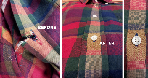 Before & After crazy shirt repair